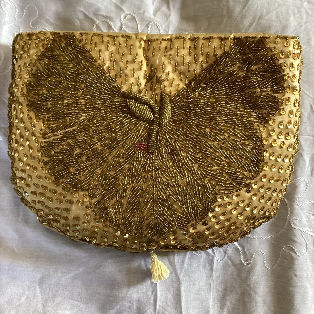 Vintage Gold Beaded Clutch